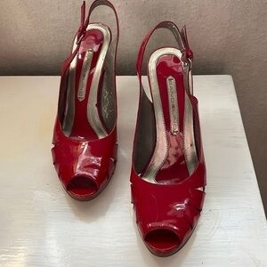 Macys Bandolino red peep toe heels